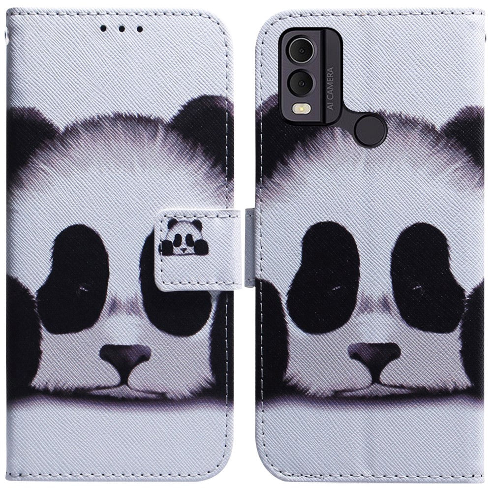 Nokia C22 Læder Cover m. Pung & Print - Panda