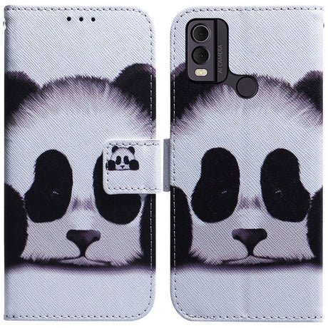 Nokia C22 Læder Cover m. Pung & Print - Panda