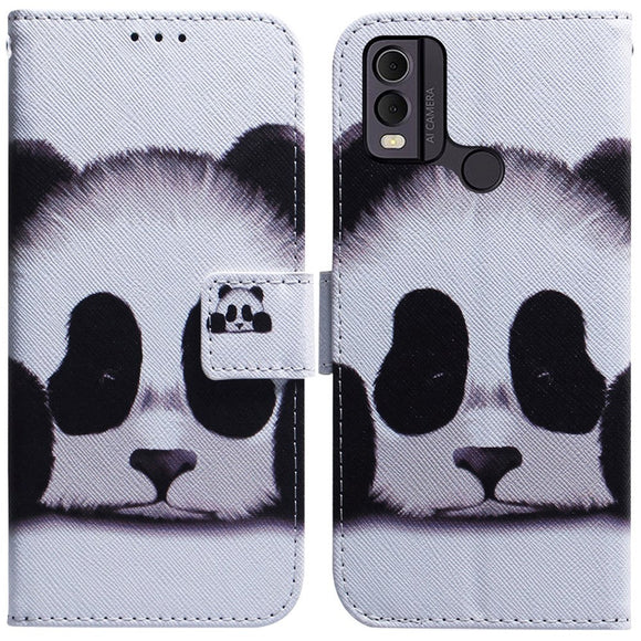 Nokia C22 Læder Cover m. Pung & Print - Panda
