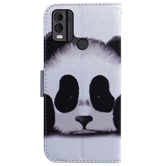 Nokia C22 Læder Cover m. Pung & Print - Panda