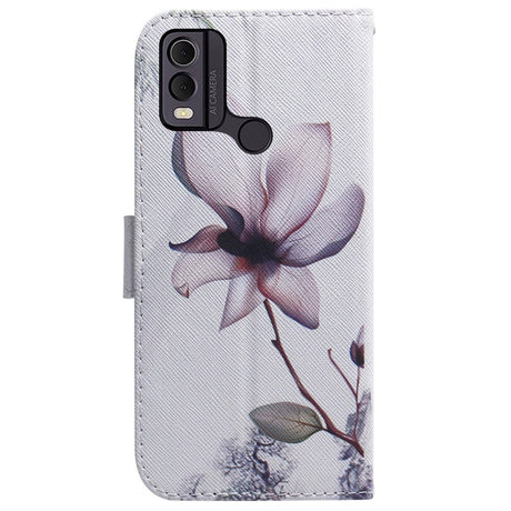 Nokia C22 Læder Cover m. Pung & Print - Blomst