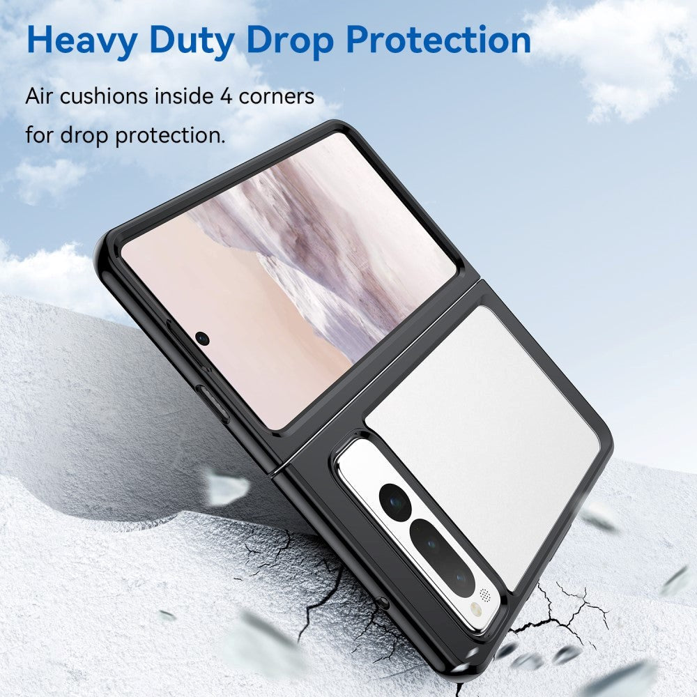 Google Pixel Fold Hybrid Plastik Cover - Gennemsigtig / Sort