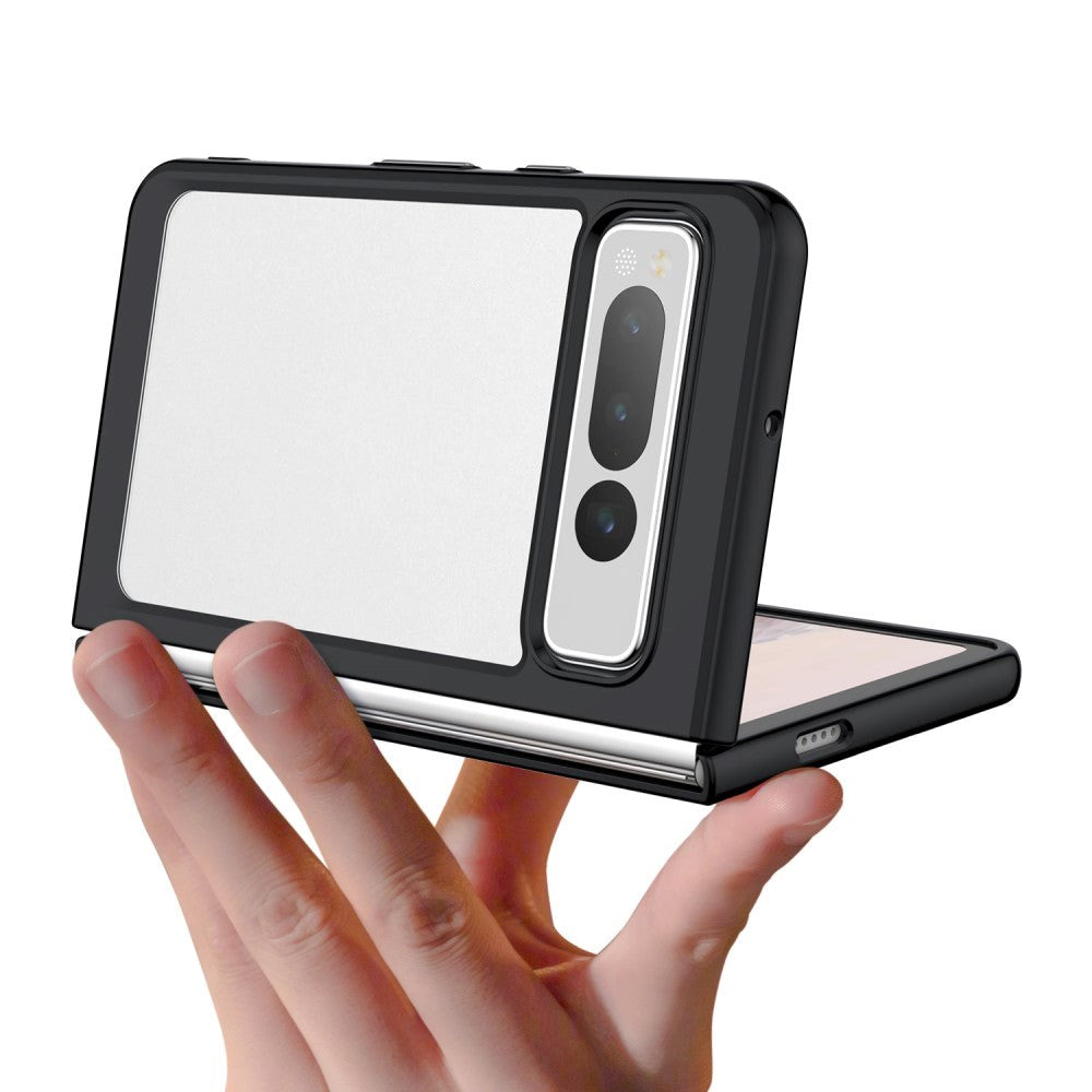 Google Pixel Fold Hybrid Plastik Cover - Gennemsigtig / Sort