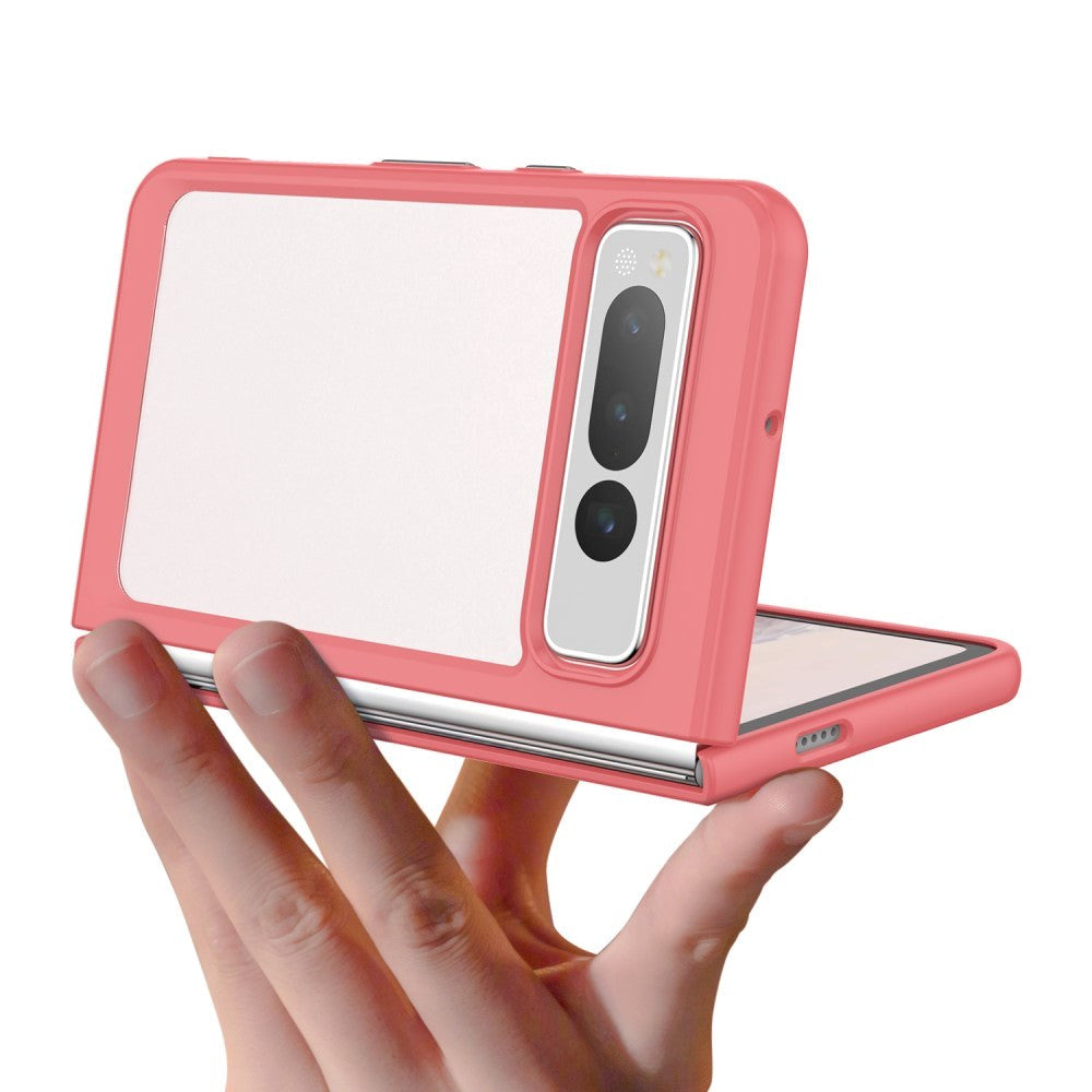 Google Pixel Fold Hybrid Plastik Cover - Gennemsigtig / Rød