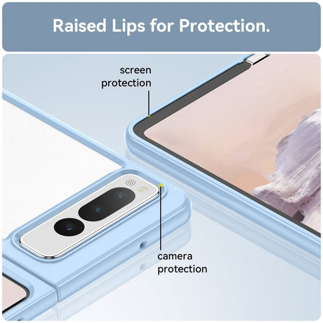 Google Pixel Fold Hybrid Plastik Cover - Gennemsigtig / Blå