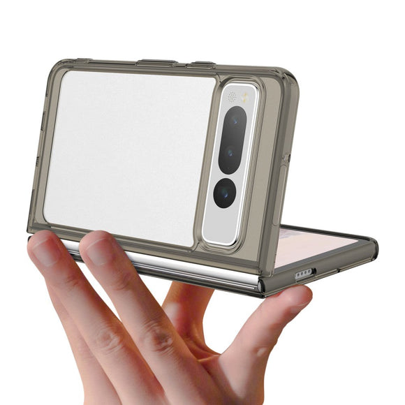 Google Pixel Fold Hybrid Plastik Cover - Gennemsigtig / Grå