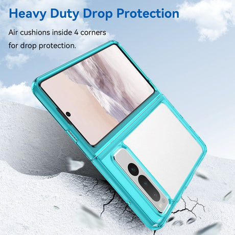 Google Pixel Fold Hybrid Plastik Cover - Gennemsigtig / Turkis