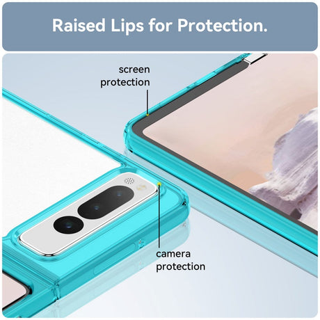 Google Pixel Fold Hybrid Plastik Cover - Gennemsigtig / Turkis