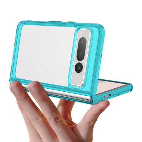 Google Pixel Fold Hybrid Plastik Cover - Gennemsigtig / Turkis