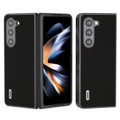Samsung Galaxy Z Fold5 (5G) Carbon Fiber Læderbetrukket Cover - Sort