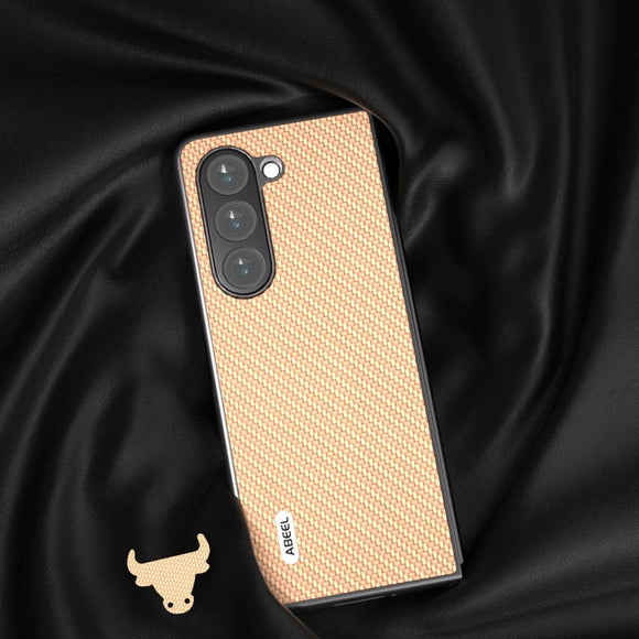 Samsung Galaxy Z Fold5 (5G) Carbon Fiber Læderbetrukket Cover - Beige