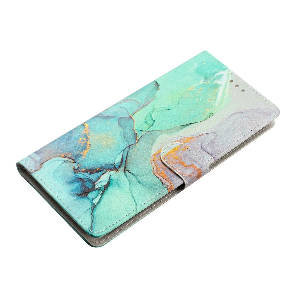 Xiaomi Redmi 12C Læder Cover m. Pung og Strop - Grøn Marmor