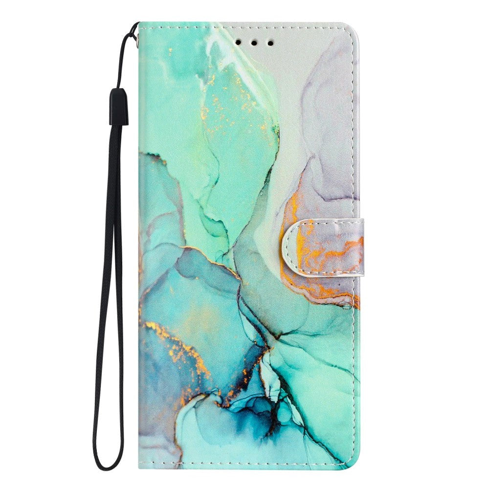 Xiaomi Redmi 12C Læder Cover m. Pung og Strop - Grøn Marmor