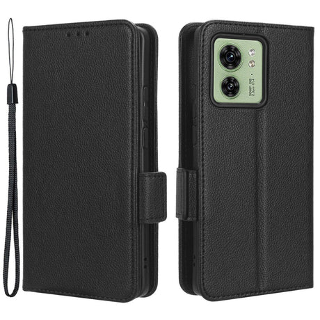 Motorola Edge 40 Litchi Læder Cover m. Pung - Sort