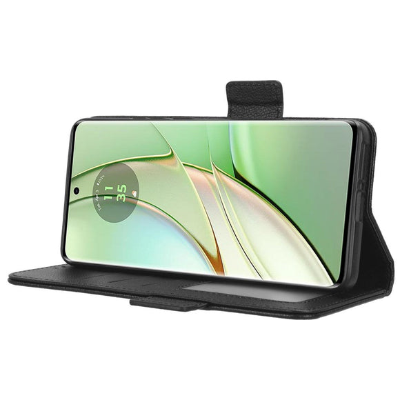 Motorola Edge 40 Litchi Læder Cover m. Pung - Sort