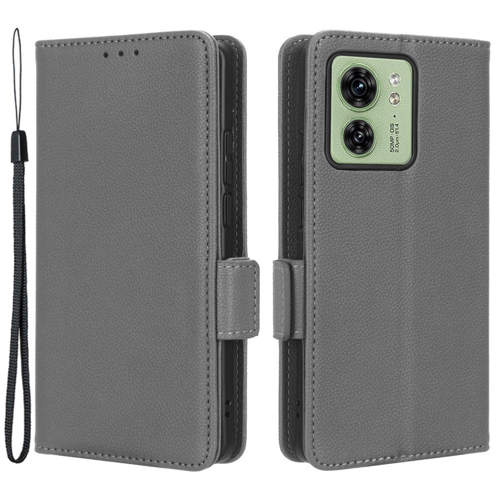 Motorola Edge 40 Litchi Læder Cover m. Pung - Grå