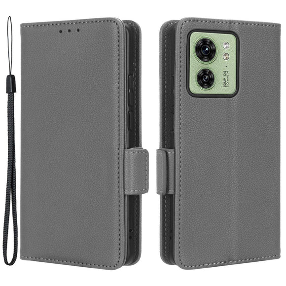Motorola Edge 40 Litchi Læder Cover m. Pung - Grå