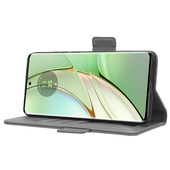 Motorola Edge 40 Litchi Læder Cover m. Pung - Grå