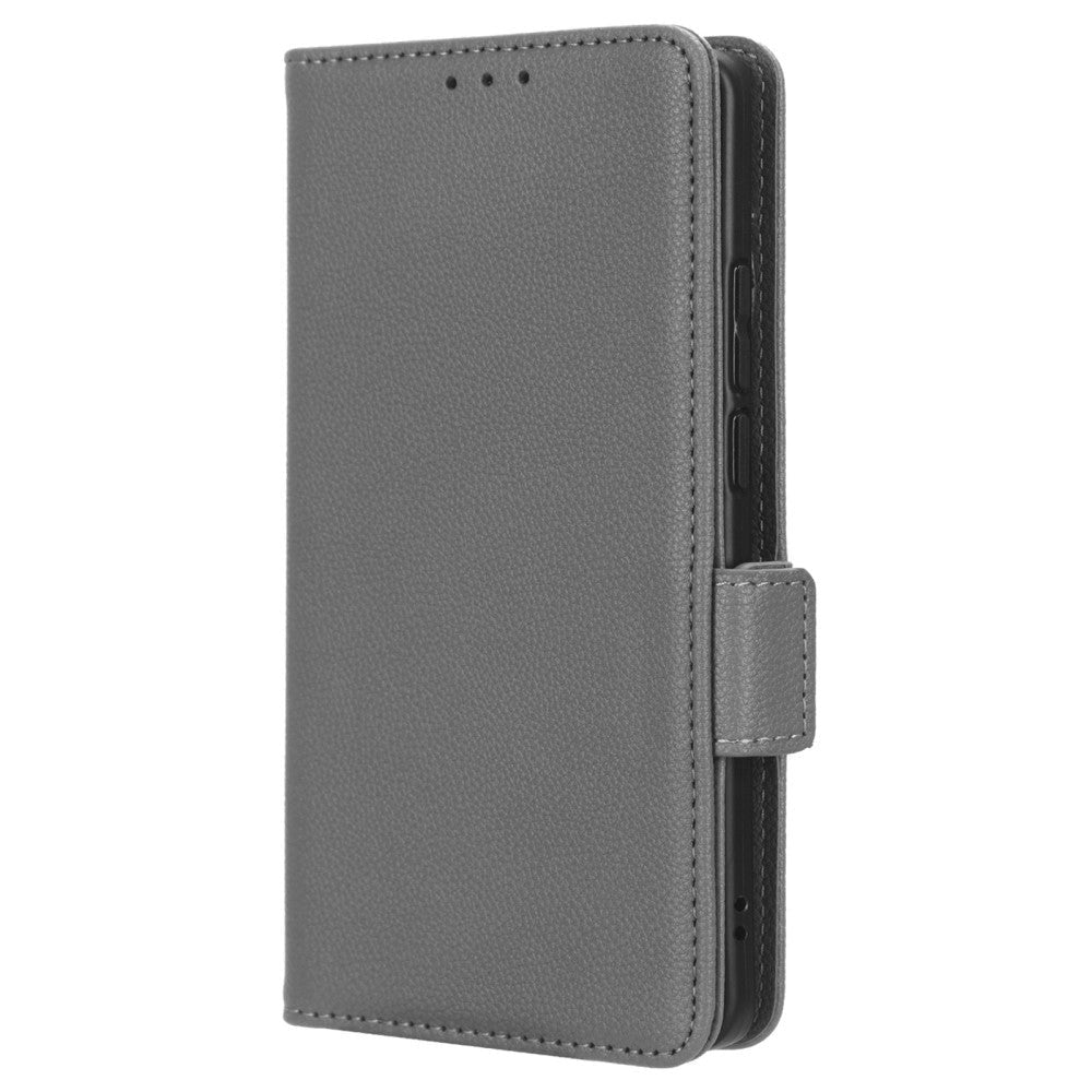 Motorola Edge 40 Litchi Læder Cover m. Pung - Grå