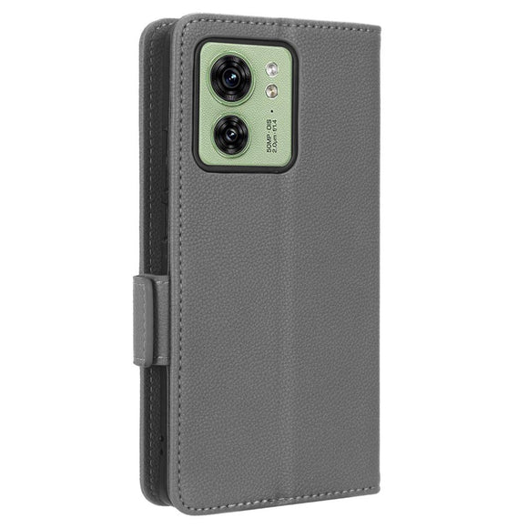 Motorola Edge 40 Litchi Læder Cover m. Pung - Grå
