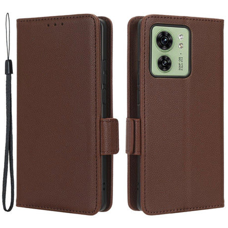 Motorola Edge 40 Litchi Læder Cover m. Pung - Brun
