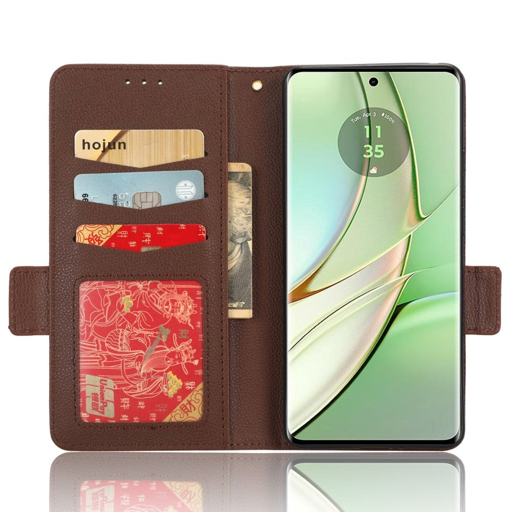 Motorola Edge 40 Litchi Læder Cover m. Pung - Brun