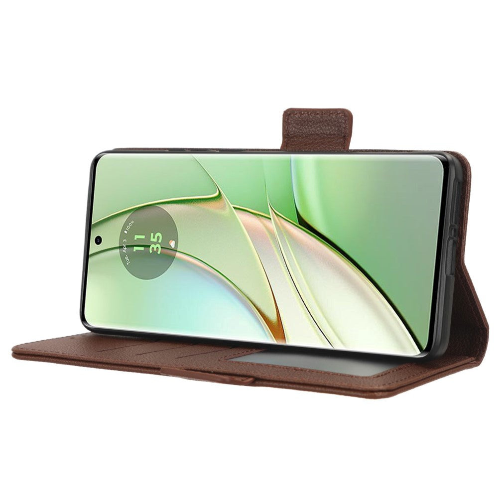 Motorola Edge 40 Litchi Læder Cover m. Pung - Brun