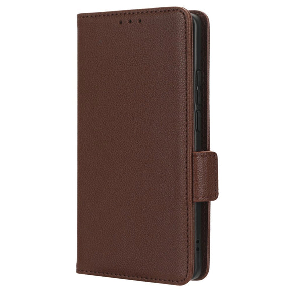Motorola Edge 40 Litchi Læder Cover m. Pung - Brun