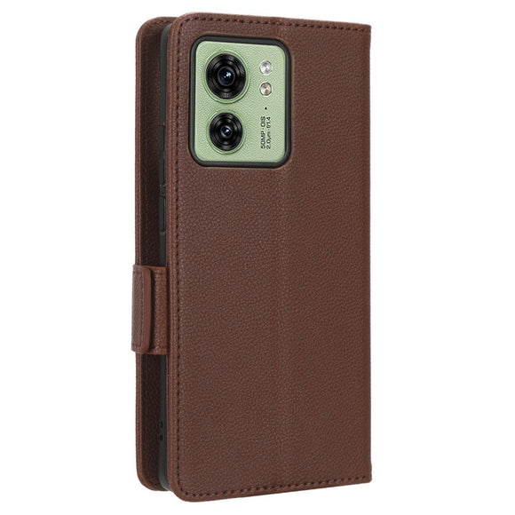 Motorola Edge 40 Litchi Læder Cover m. Pung - Brun