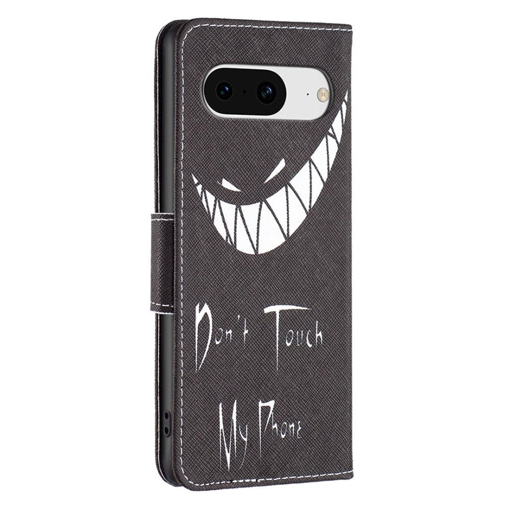 Google Pixel 8 Læder Cover m. Pung - "Don't Touch My Phone"