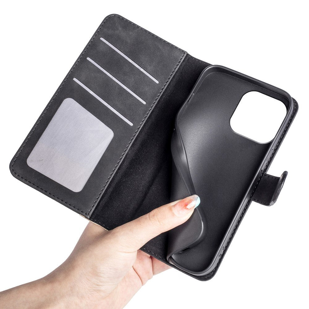 iPhone 15 Pro Max Multifarvet Læder Cover m. Pung - Sort / Brun