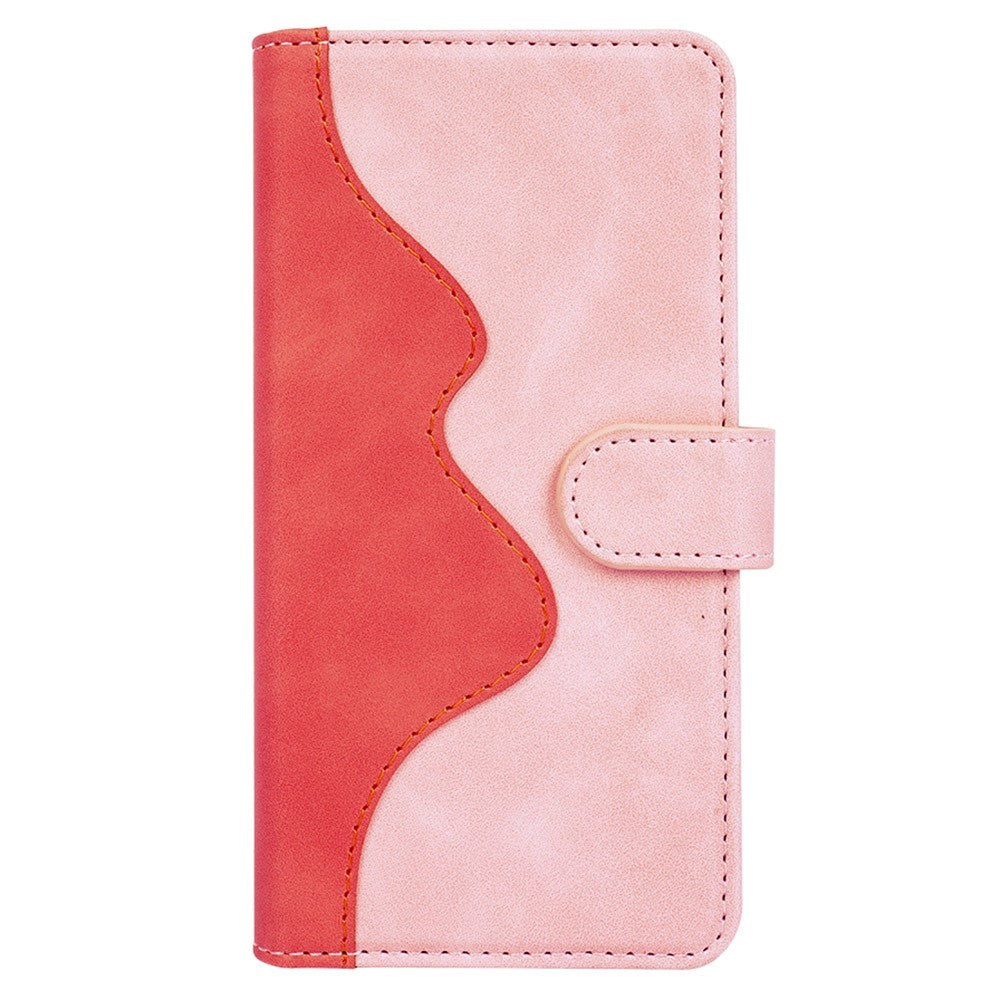 iPhone 15 Pro Max Multifarvet Læder Cover m. Pung - Lyserød / Rød