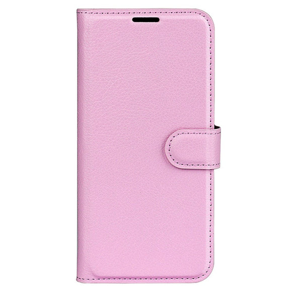 iPhone 15 Pro Max Litchi Læder Cover m. Pung - Lyserød