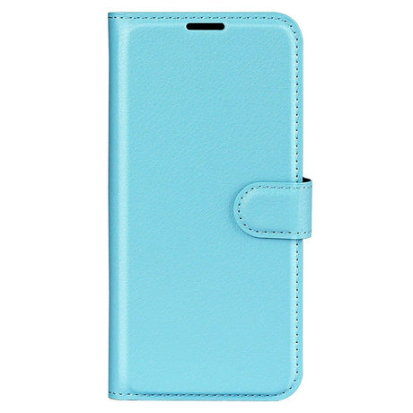 iPhone 15 Pro Max Litchi Læder Cover m. Pung - Blå