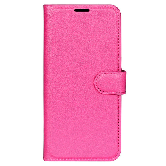 iPhone 15 Pro Max Litchi Læder Cover m. Pung - Pink