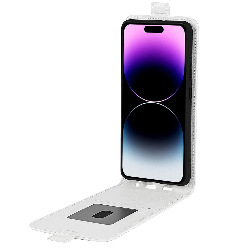 iPhone 15 Pro Max Vertikalt Læder Cover m. Kortholder - Hvid