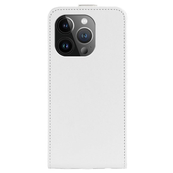 iPhone 15 Pro Max Vertikalt Læder Cover m. Kortholder - Hvid