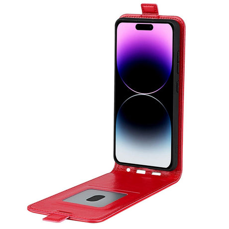 iPhone 15 Pro Max Vertikalt Læder Cover m. Kortholder - Rød