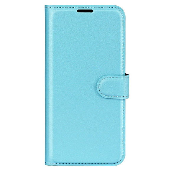iPhone 15 Pro Litchi Læder Cover m. Pung - Blå