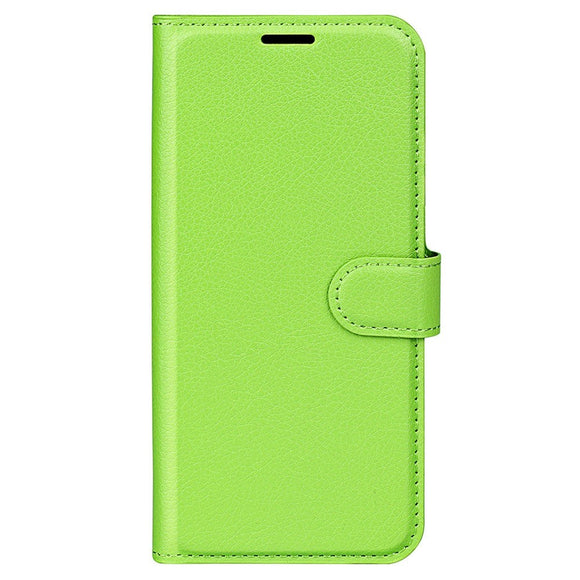 iPhone 15 Pro Litchi Læder Cover m. Pung - Grøn