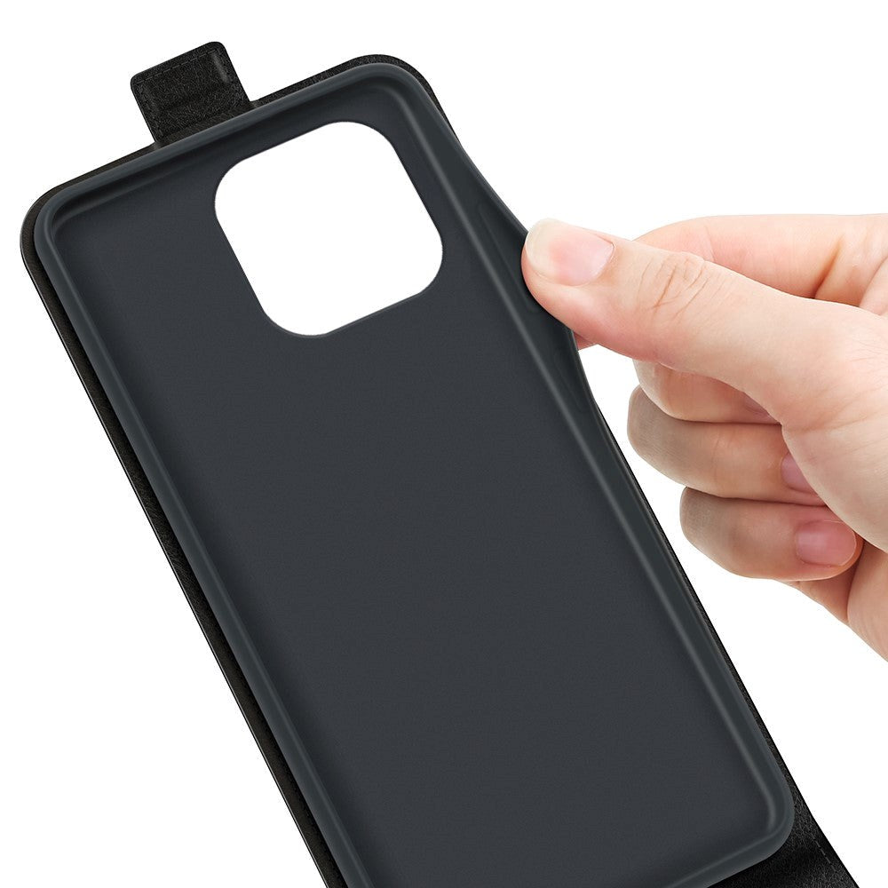iPhone 15 Pro Vertikalt Læder Cover m. Kortholder - Sort