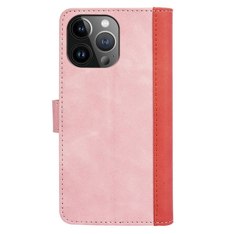 iPhone 15 Pro Multifarvet Læder Cover m. Pung - Lyserød / Rød
