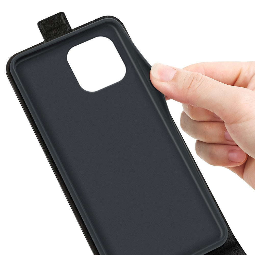 iPhone 15 Plus Vertikalt Læder Cover m. Kortholder - Sort