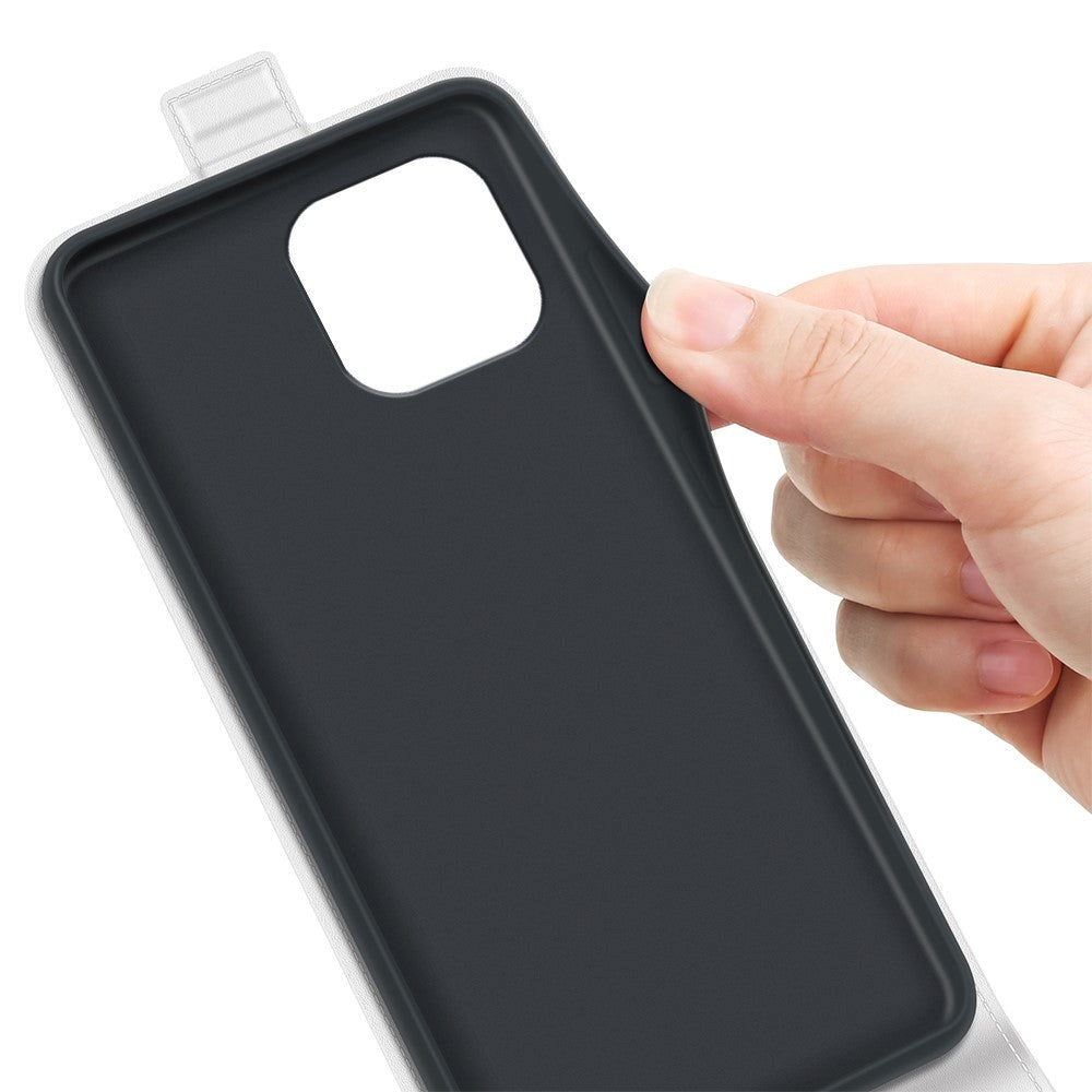 iPhone 15 Plus Vertikalt Læder Cover m. Kortholder - Hvid