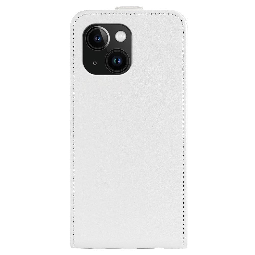 iPhone 15 Plus Vertikalt Læder Cover m. Kortholder - Hvid