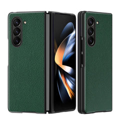 Samsung Galaxy Z Fold5 (5G) Litchi Læderbetrukket Cover - Grøn