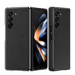 Samsung Galaxy Z Fold5 (5G) Litchi Læderbetrukket Cover - Sort
