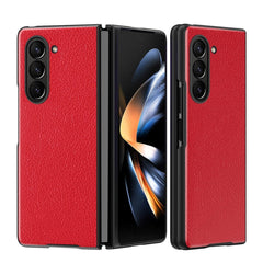 Samsung Galaxy Z Fold5 (5G) Litchi Læderbetrukket Cover - Rød
