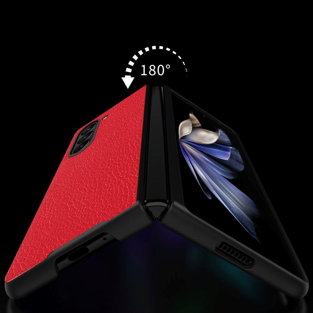 Samsung Galaxy Z Fold5 (5G) Litchi Læderbetrukket Cover - Rød