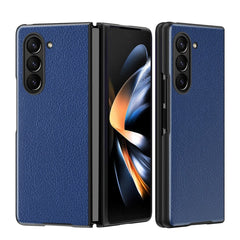 Samsung Galaxy Z Fold5 (5G) Litchi Læderbetrukket Cover - Blå